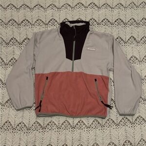 Columbia Purple and Pink 2 Tone Fleece Pullover Quarter Zip Front Pockets Collar